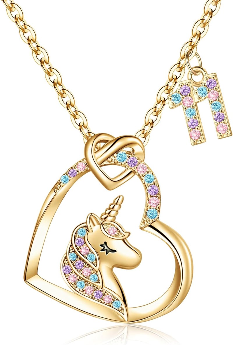 Hidepoo Birthday Unicorns Gifts for Girls - Unicorn Necklace Birthday Gift for 3-16 Year Old Girl Colorful CZ Heart Pendant Unicorn Necklace for Girls Gifts Jewelry - Image 1